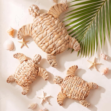 3 Pcs Sea Turtle Beach Decor Handmade Wicker Turtle Wall Decor