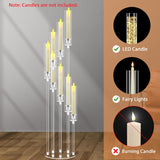 2 Sets 8 Arms 50" Tall Acrylic Candelabra Centerpieces,Clear Candle Holder, Floor Candlestick Holders with Lampshade