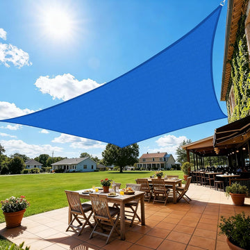 Sun Shade Sail, 12'X20' Blue Rectangle Curved Edged Sun Shade, Commercial Grade 185GSM HDPE UV Permeable Outdoor