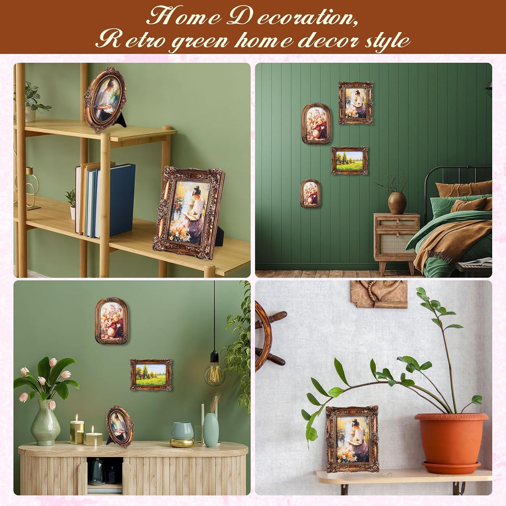 4 Pcs Vintage Picture Frames Set for Gallery Wall, Bronze Ornate Baroque Picture Frames, Antique Victorian Decorative
