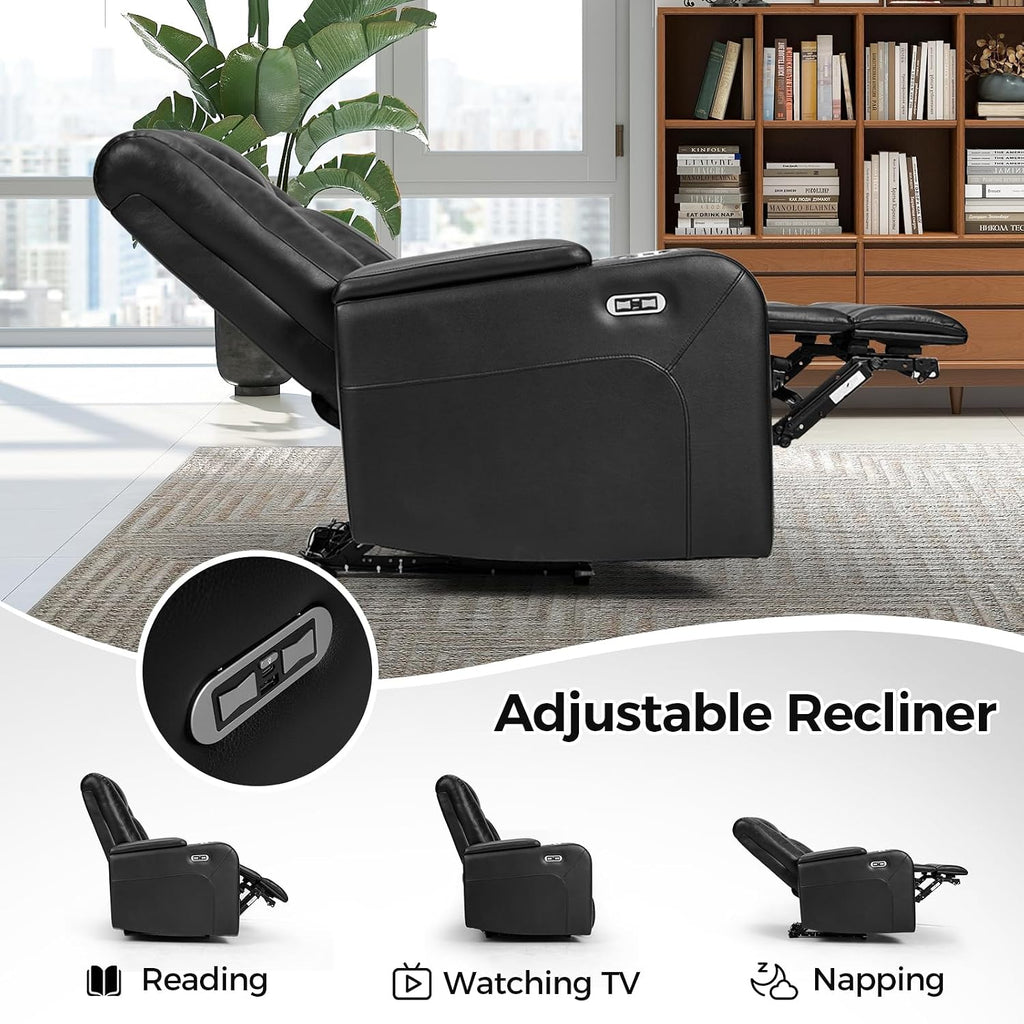 Power Home Theater Seating, Set of 2 PU Leather Electric Recliner Chair with USB Tape-C Ports, LED Light