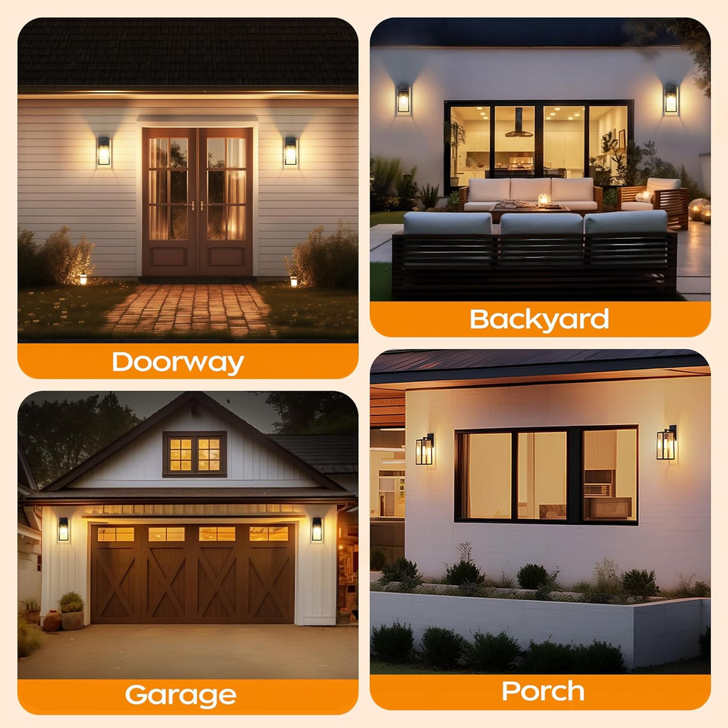 Dusk to Dawn Outdoor Light Fixtures Wall Mount, Sensor Porch Lights, Anti-Rust Exterior Wall Sconce Lighting Lamp