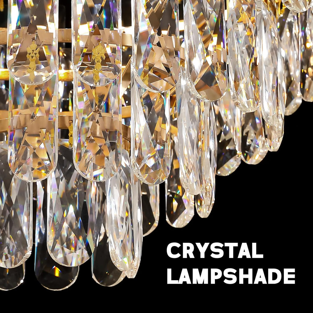 48" Crystal Ceiling Fans with Lights and Remote, Dimmable, 6 Speeds, Luxury Chandelier Fan Rose Gold Crystal Fandelier