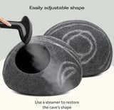 Cat Cave - Premium Felt Cat Bed for Indoor Cats, Handmade Merino Wool (Dark Grey, Medium)