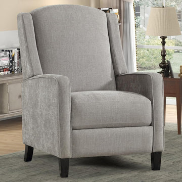 Wingback Pushback Recliner Chair, Fabric Push Back Recliners with Padded Seat, Mid Century Modern Reclining Chair
