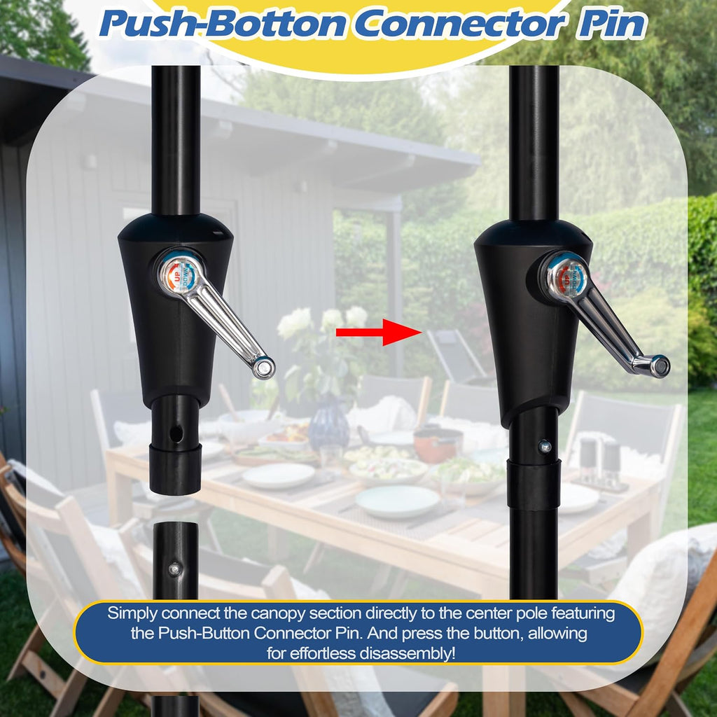 9FT Outdoor Patio Umbrella, Market & Table Umbrella with 6 Sturdy Ribs and Crank System, Fade-resistant & Waterproof