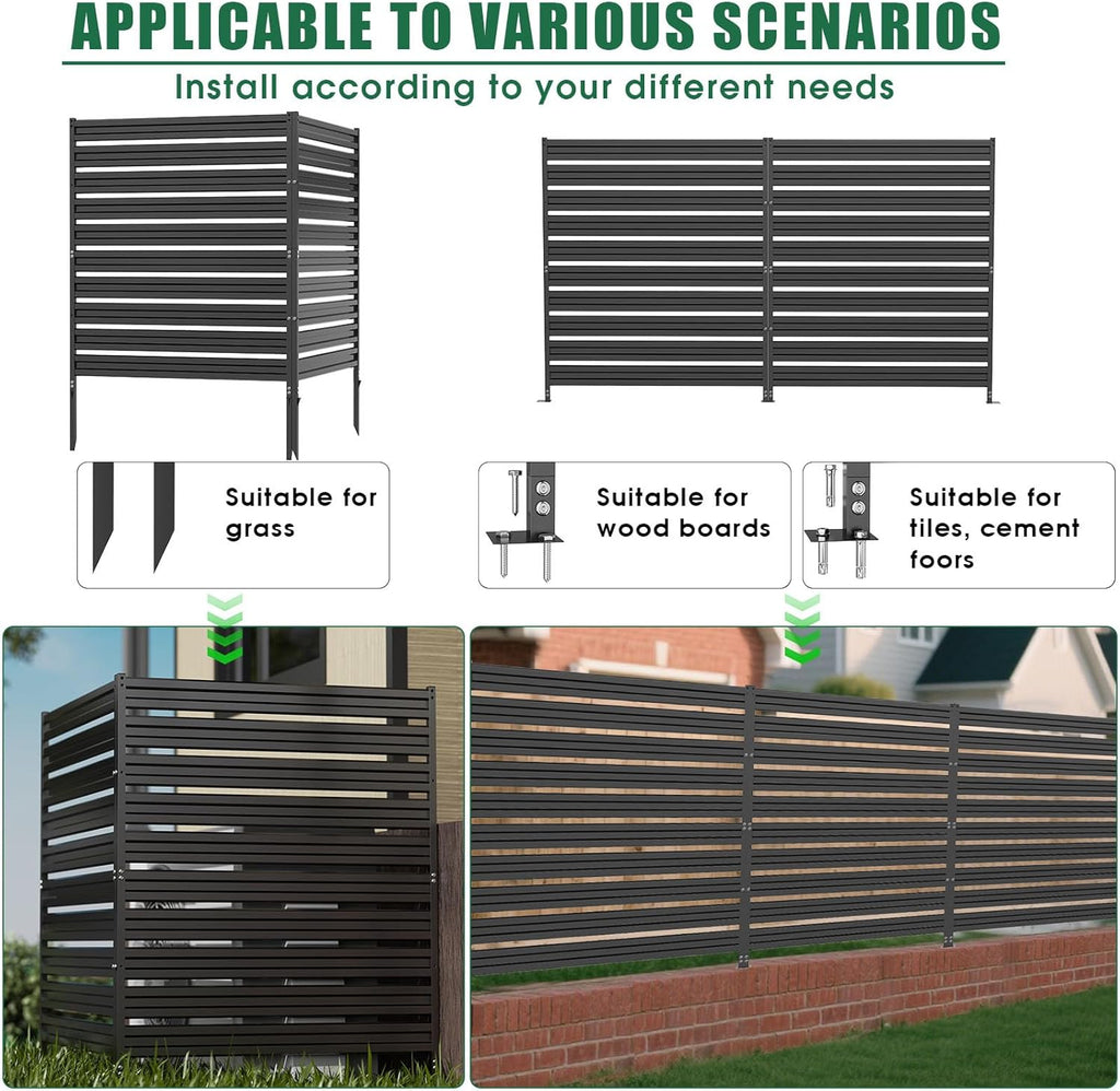 42" H x 38" W (3 Panels) Air Conditioner Fence, Metal Privacy Fence Panels for Outside, AC Unit Fencing, Trash Can