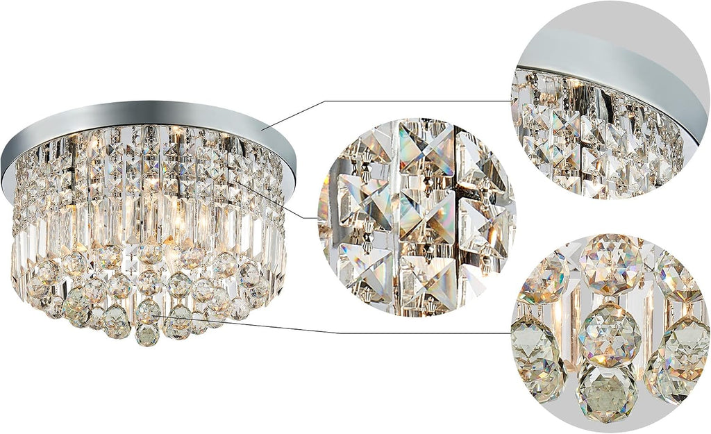 Modern K9 Crystal Raindrop Chandelier Lighting Flush Mount LED Ceiling Light Fixture