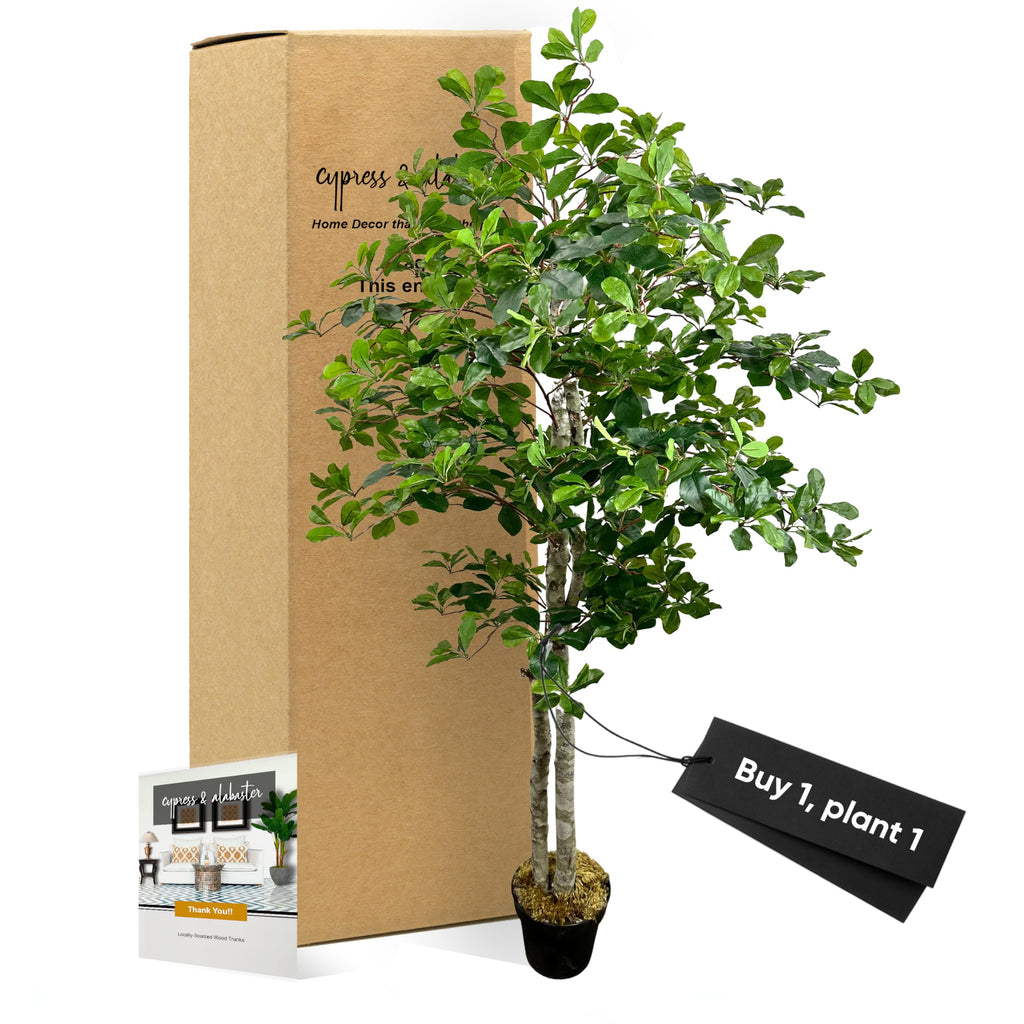 Handmade 5ft Italian Black Olive Artificial Tree with Ethically Sourced Real Wood Trunks, Hypoallergenic, 5-Foot