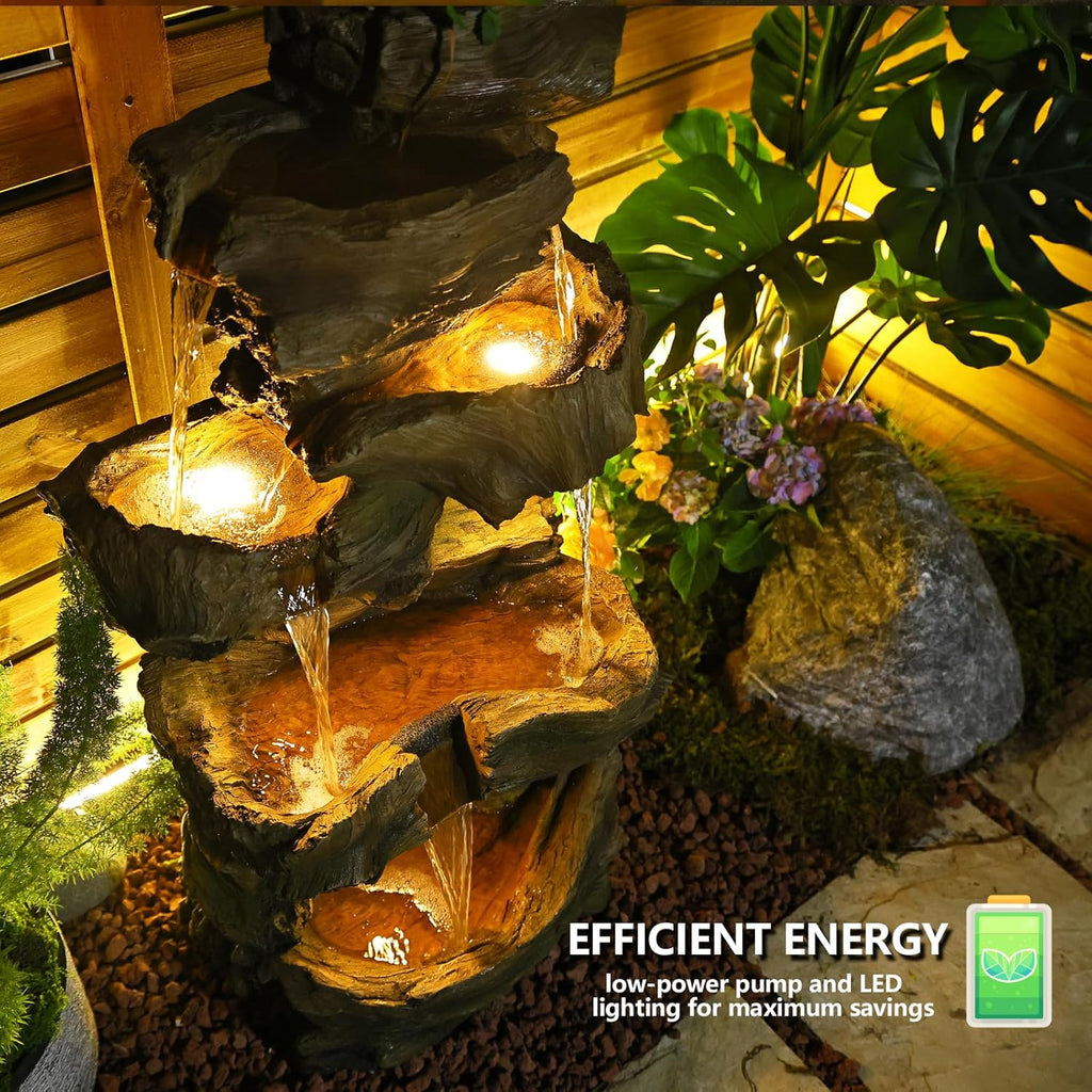 40.5" H Outdoor Garden Water Fountain 5 Tiers Large Cascading Rock Natural Waterfall Outdoor Fountain Resin Imitation
