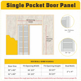 Sliding Pocket Door 32" x 80" - 5 Lites Tempered Frosted Glass Panels, Interior & Closet Single Door