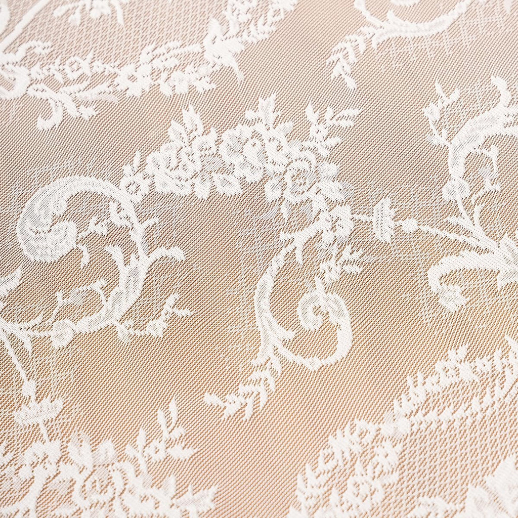 Cream Beige French Lace Ruffle Tablecloth 60 x 102 Inch with Ruffled Edge, Fits Round and Rectangula