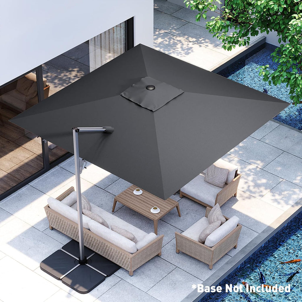 10'x10' Patio Umbrella Cantilever Outdoor Rectangular Offset Umbrella with 360°Rotation