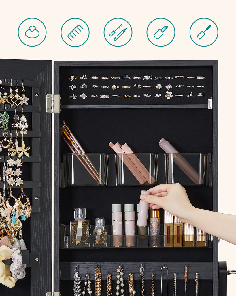 LED Jewelry Cabinet Standing, Lockable Armoire
