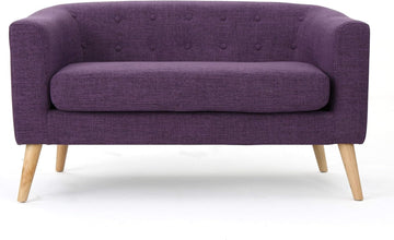 Bridie Mid-Century Modern Loveseat, Muted Purple Fabric