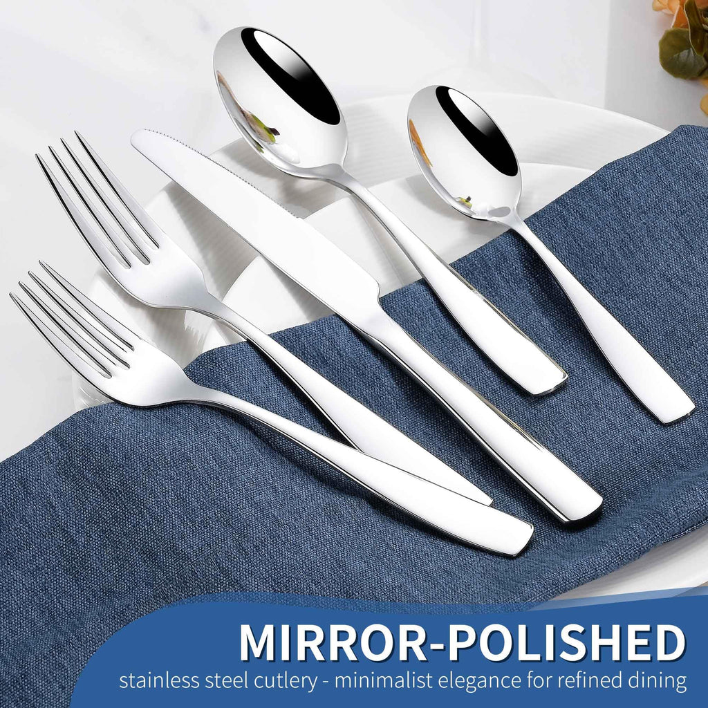 45 Piece Flatware Set for 8 Stainless Steel 18/10, Heavy Silverware Set