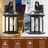 Black Exterior Light Fixtures 2-Pack, Anti-Rust Aluminum Outdoor Wall Lights for House Porch Lights IP65 Waterproof Cl