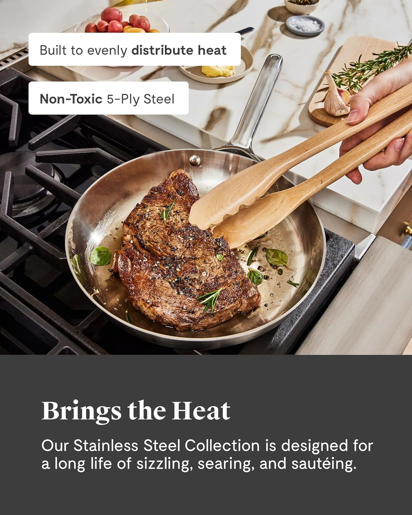 12-Piece Stainless Steel Cookware Set | 5-Ply Stainless Steel Pots and Pans Set, Fry, Sauce, Sauté Pan, Dutch Oven