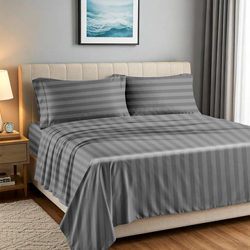 Bed Sheets - Luxury 1500 Series 100% Egyptian Cotton High Thread Count Bed Sheets (4 PC, Dark Grey