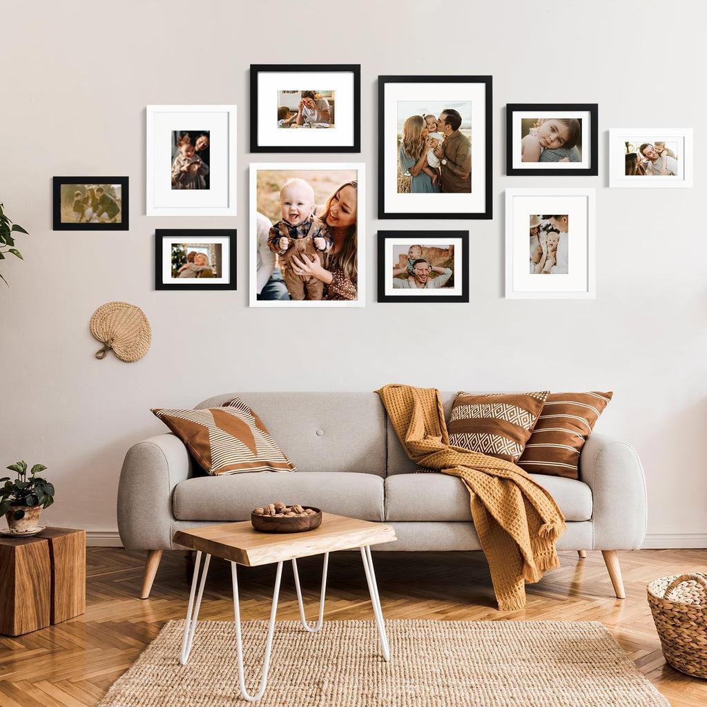 4x6 Frame Black, Solid Wood 4 x 6 Picture Frame with Acrylic Plexiglass for 3.5x5 with Mat, Tabletop and Wall Display