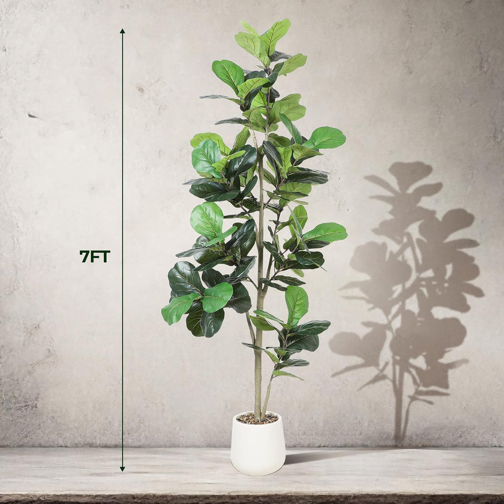 7ft Artificial Fiddle Leaf Tree Faux Plant Fake Ficus Lyrata Silk Trees