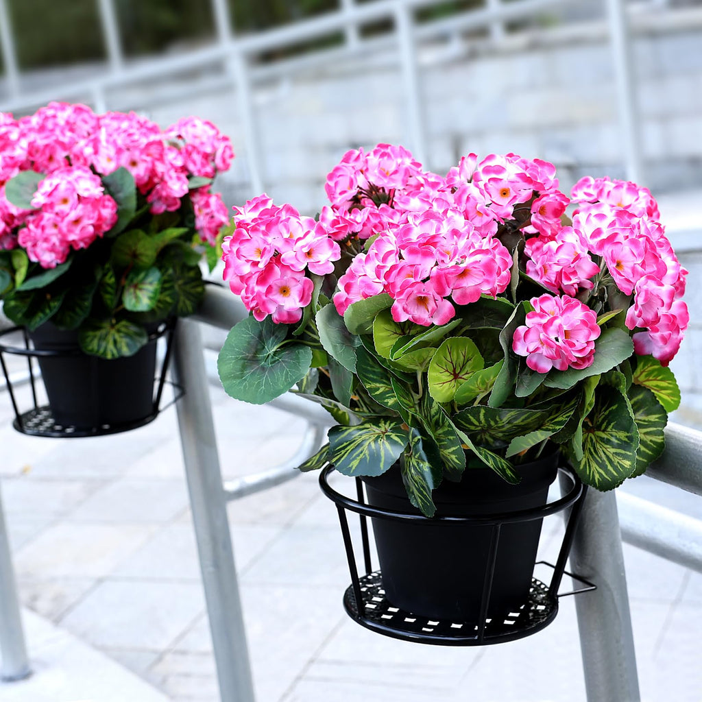 2 Pcs Pre-Potted Artificial Flowers for Outdoor - Pink