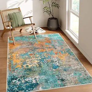 Modern Abstract Area Rugs 5x7, Large Washable Rugs Bedroom Non Slip, Colorful Indoor Floor Carpet Apartment Dorm Kids
