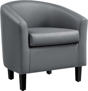 Accent Chairs, Faux Leather Barrel Armchairs, Gray