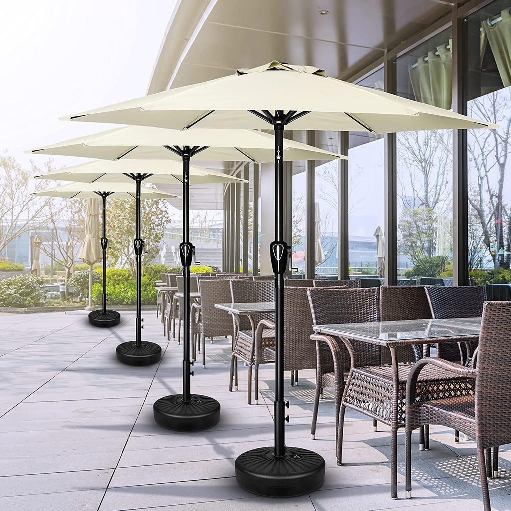 9FT Outdoor Patio Umbrella Table Market Umbrella with Push Button Tilt and Crank, 8 Sturdy Ribs - Ft-creamy White