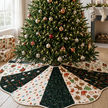 Christmas Tree Skirt Vintage Primitive Skirt, Gift, 60 Inch