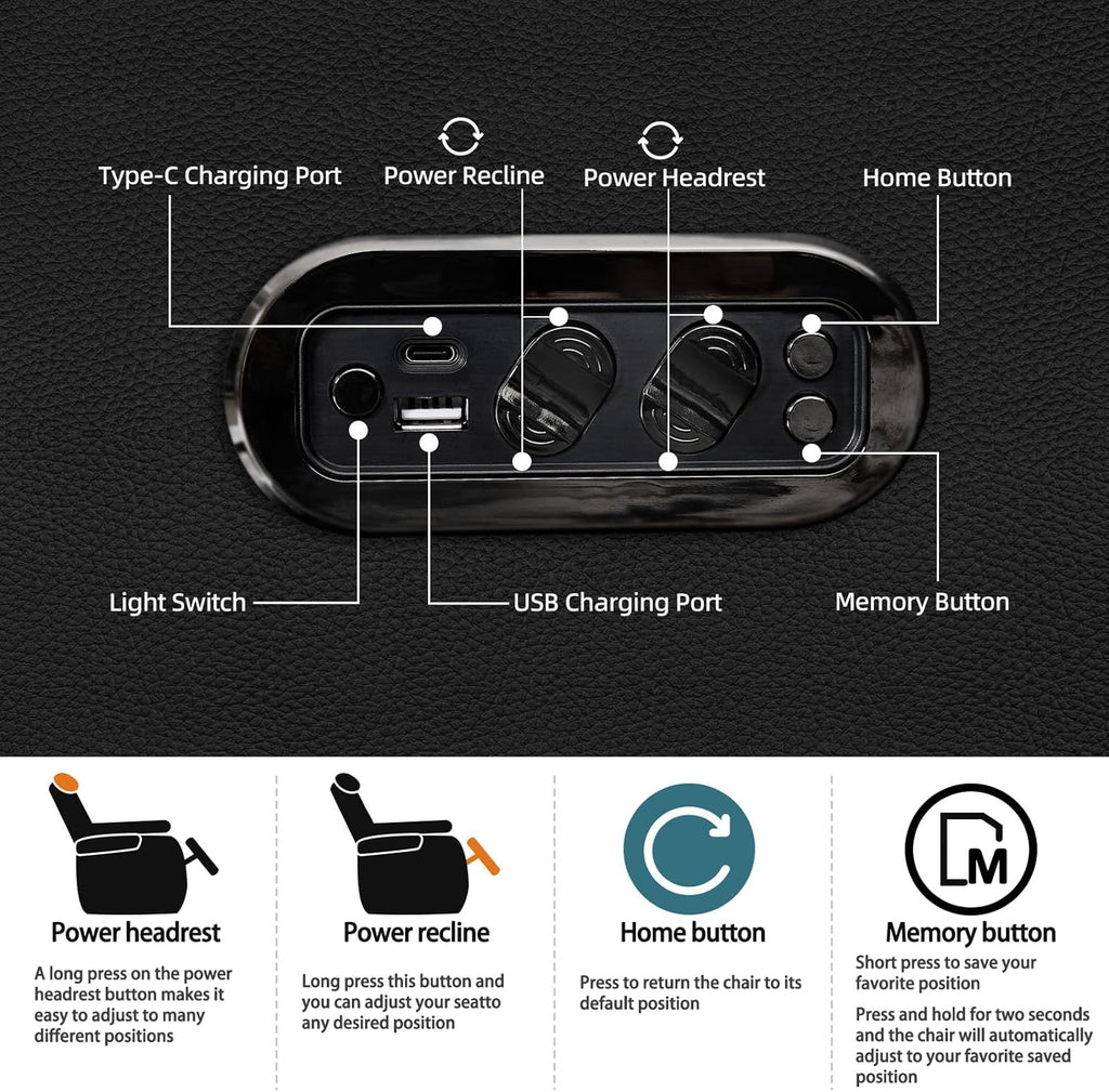 Home Theater Seating Simple Style Top Grain Nappa Leather Recliners Chair Dual Power Movie Gaming Sofa Chair Electric