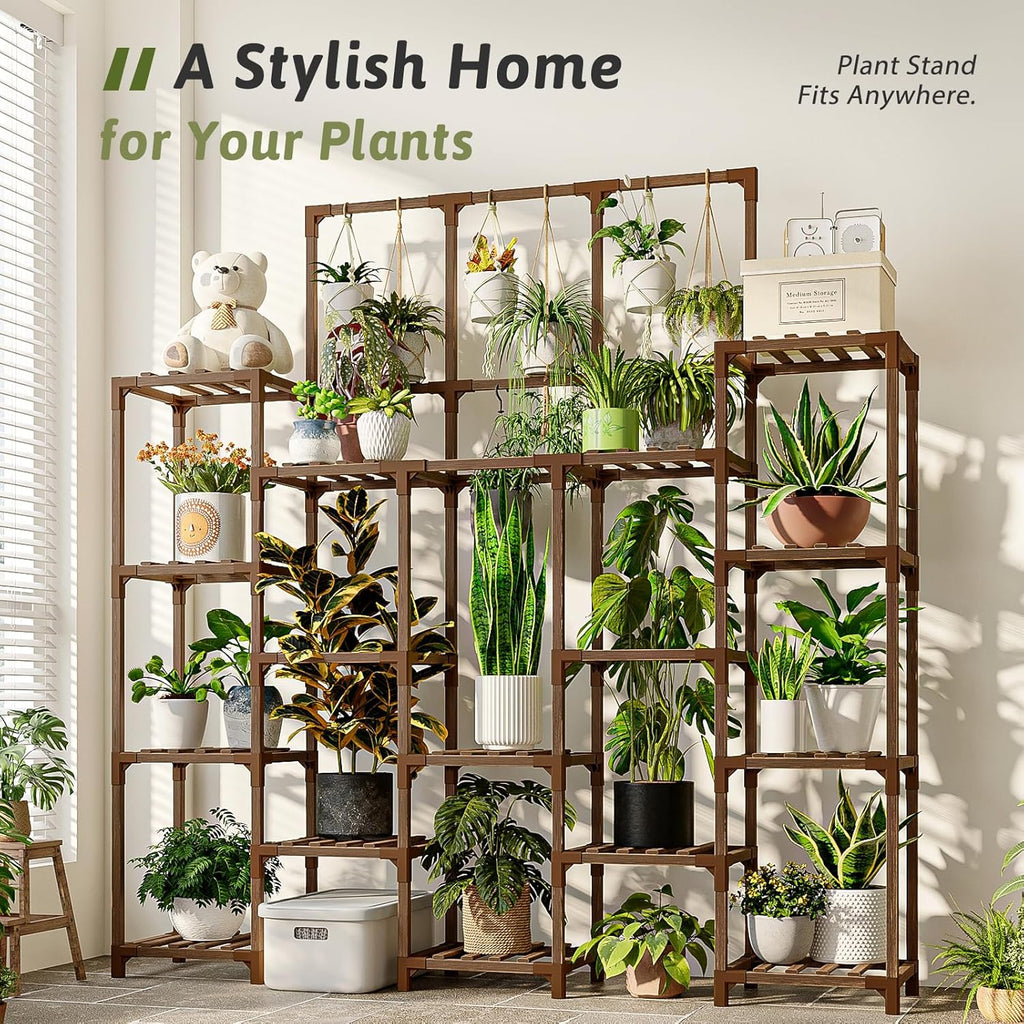 Plant Stand Indoor Outdoor 63" Tall Plant Shelf for Plants 14-Tier Large Plant Sheves Heavy Duty Plant Rack Garden