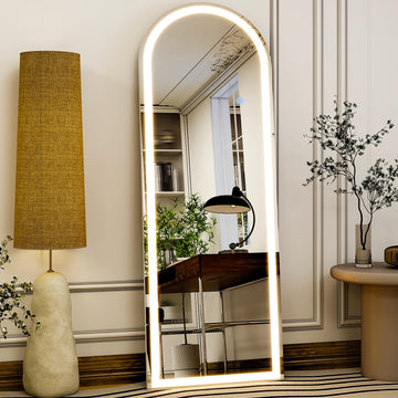 20"x56" Arched Full Length Mirror LED Lighted Floor Standing Mirror