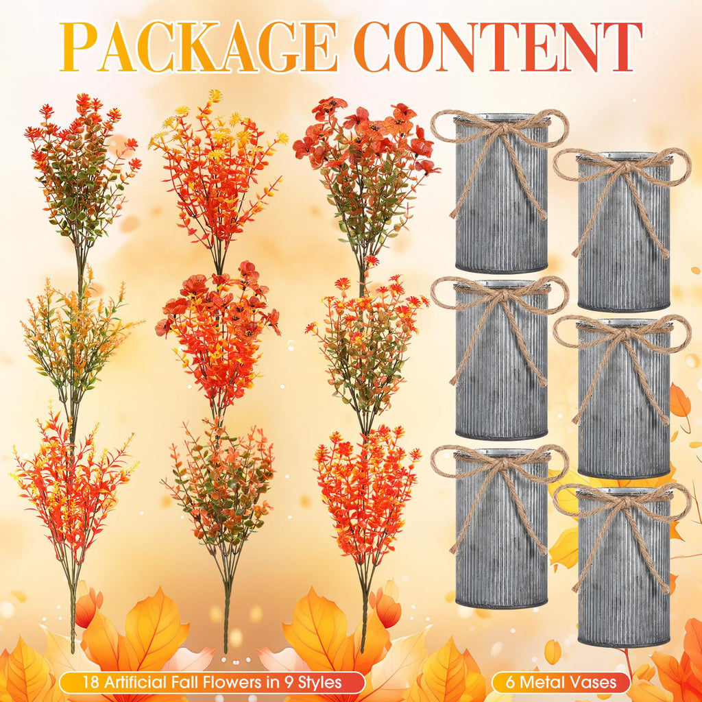 6 Sets Artificial Fall Thanksgiving Centerpiece for Tables