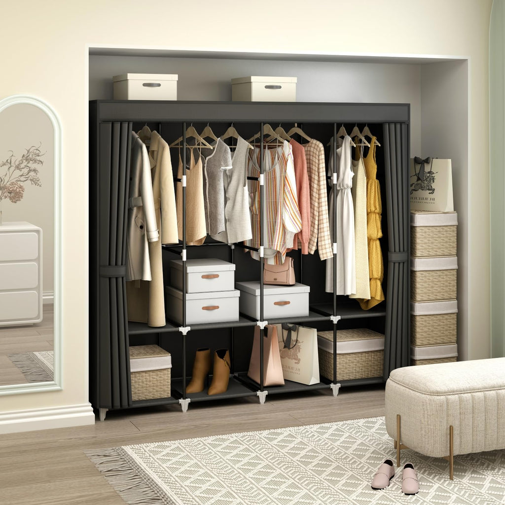 67" Portable Wardrobe Closet for Hanging Clothes Large Capacity