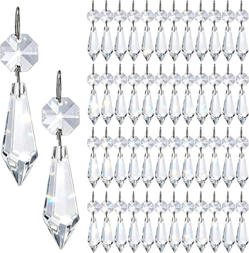 50Pack Clear Crystal Icicle Prism 2.4'' Glass Chandelier Crystals Pendant - Loose Beads Suncatcher for