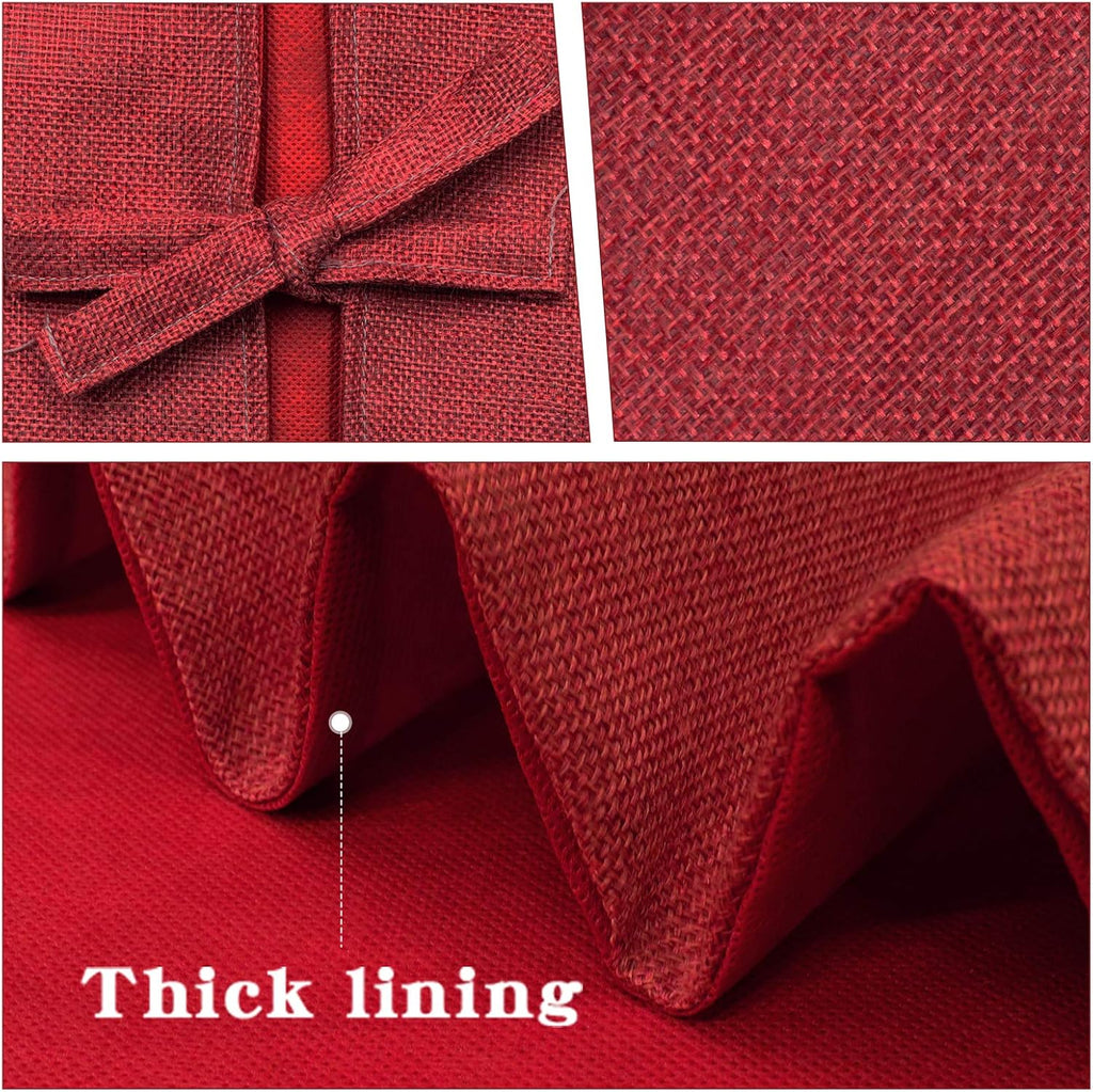 Christmas Tree Skirt, 60 inches Extra Large Burgundy Burlap Tree Skirt, Red Rustic Tree Skirts for Xmas Party Home