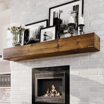 Handcrafted 60" Floating Shelf, Traditional Brown Wood Mantel for Over Fireplace, Farmhouse Wall Mounted