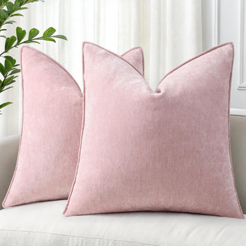 Summer Couch Euro Sham Throw Pillow Covers 22x22 Set of 2, Decorative Soft Velvet Modern Cozy Chenille Pillow Cases