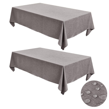 2 Pack Faux Linen Square Tablecloths, 54 x 54 Inch, Stone