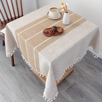 Waterproof Cotton Linen Washable Square Tablecloth 52x52 Inch Coffee