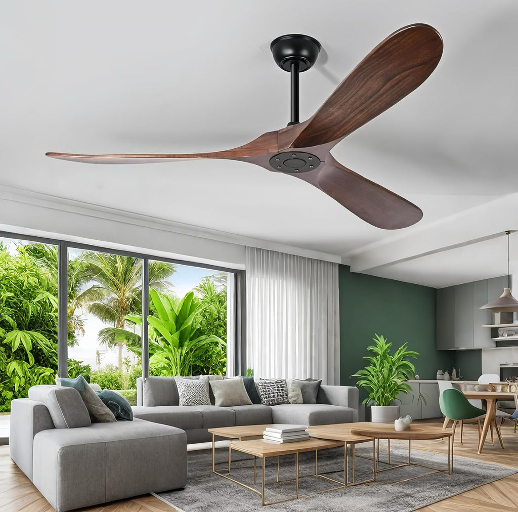 72 Inch Ceiling Fan No Light ，Wood Outdoor Ceiling Fans for Patios Living Room Garage Gazebo Mid Century Modern