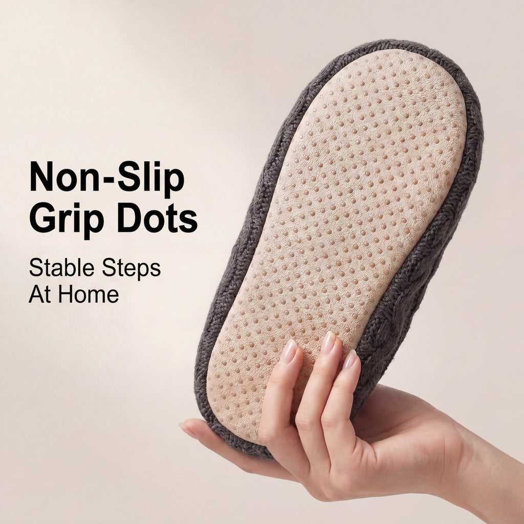 Womens 2-Pair Knit Slippers Non Slip Slipper Socks