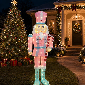 5FT Large Lighted Nutcracker Christmas Decoration Outdoor Pink
