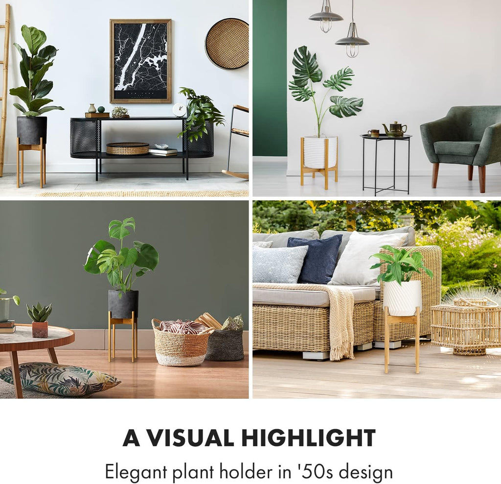Mid Century Plant Stands for Indoor Planters, Acacia, 10 Inch | Plug In Design, Holds 175 lbs, Two High Options