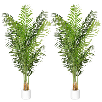 Artificial Palm Tree Decor Indoor 6Ft Large Tall Fake Plants Faux Tropical Areca Palm Silk Floor Plant in Pot Living