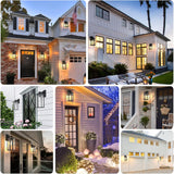 Outdoor Wall Sconce, Exterior Waterproof Wall Lantern Light Fixtures, Black Porch Lights with Toughened Glass Shade
