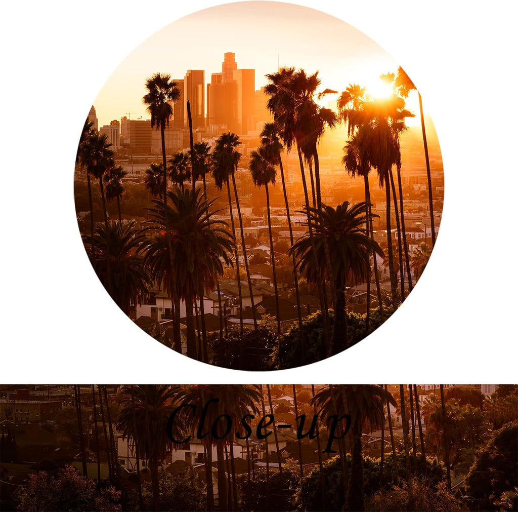 5 Panel Los Angeles Wall Art Beautiful Sunset Through the Palm Tree LA Skyline Canvas Print California Home Decor