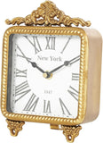 Deco 79 Metal Scroll Decorative Clock Antique Style Mantel Clock, Tabletop Clock 6" x 3" x 8", Gold