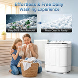 Compact Mini Twin Tub Washing Machine 13lbs Capacity Portable Washer Wash and Spin Cycle Combo, Built-in Gravity Drain